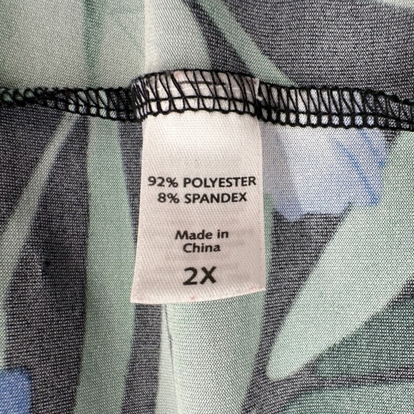 Stan Herman 2X Floral Sleeveless V Neck‎ Slinky Midi Dress Blue Purple Pockets - Picture 5 of 9